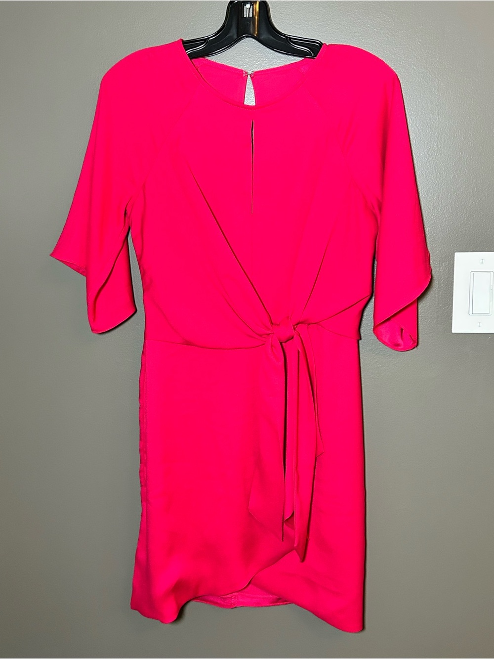 Madelyn Rae Pink Shift dress w front Tie-Waist Size S